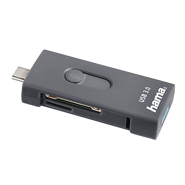 Hama USB-3.1-Type-C + USB-3.0-Type-A-OTG-Kartenleser, SD/microSD, Grau