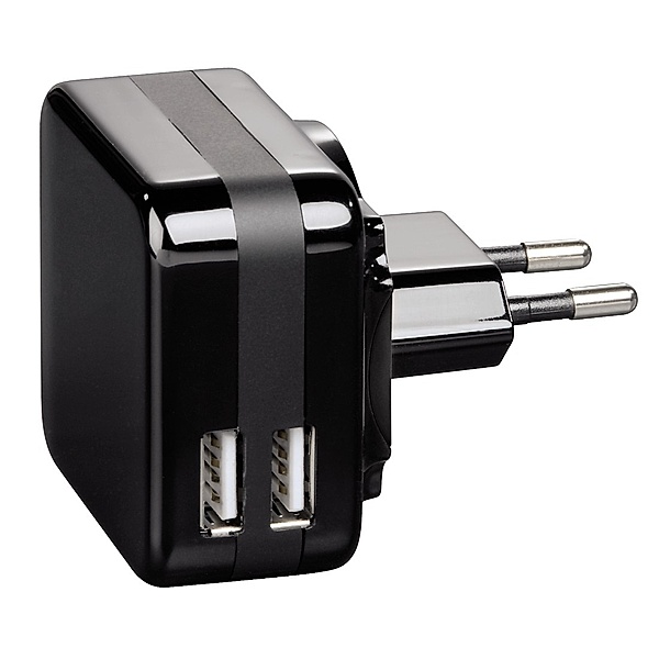 Hama USB-Dual-Reiseladegerät 5V/4,2 A, Schwarz