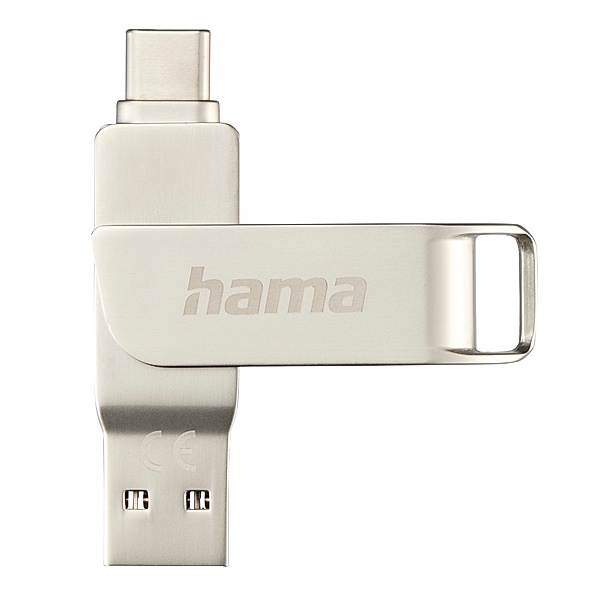 Hama USB-Stick C-Rotate Pro, USB-C 3.1/3.0, 128GB, 100MB/s, Silber