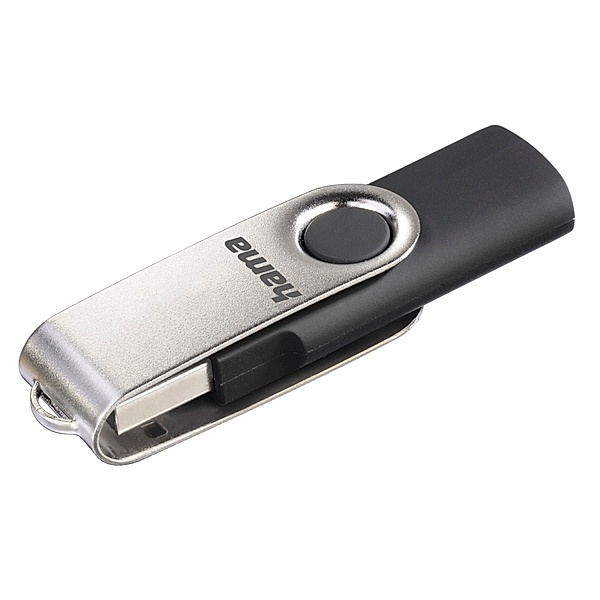 Hama USB-Stick Rotate, USB 2.0, 128 GB, 10MB/s, Schwarz/Silber