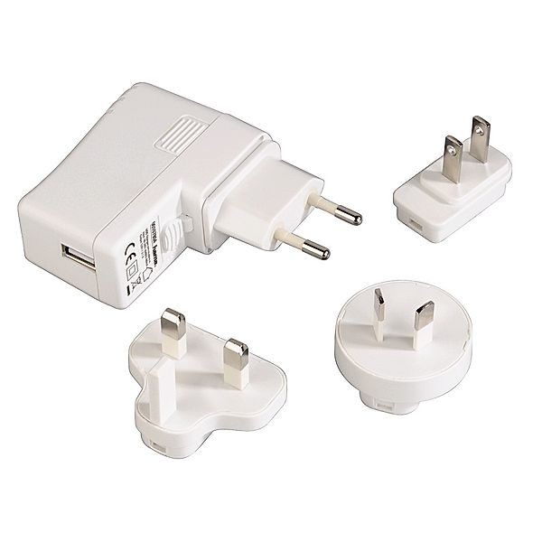 Hama USB-Weltreisegerät 5 V/2,1 A, Weiß