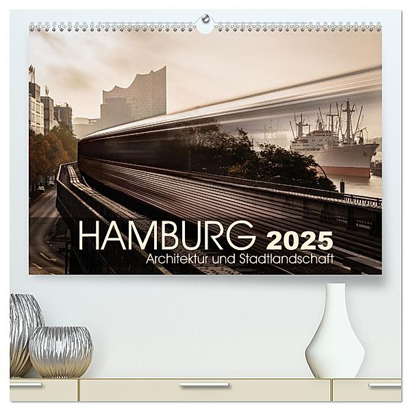 Hamburg Architektur und Stadtlandschaft (hochwertiger Premium Wandkalender 2025 DIN A2 quer), Kunstdruck in Hochglanz, Calvendo, Kai-Uwe Klauss