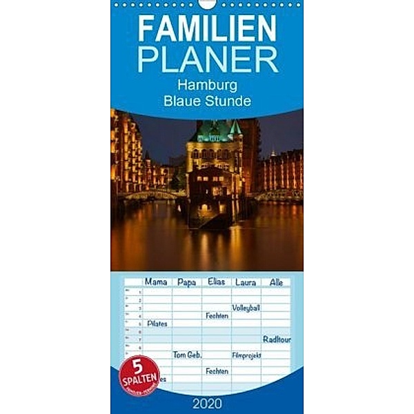 Hamburg Blaue Stunde - Familienplaner hoch (Wandkalender 2020 , 21 cm x 45 cm, hoch), Thomas Paragnik