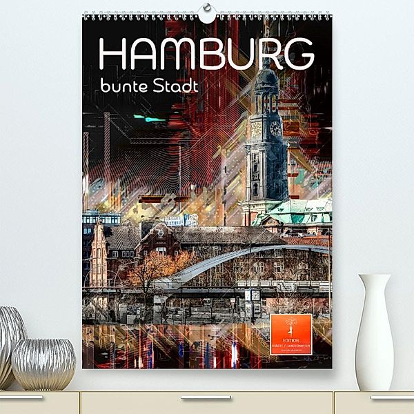 Hamburg bunte Stadt (Premium, hochwertiger DIN A2 Wandkalender 2023, Kunstdruck in Hochglanz), Peter Roder