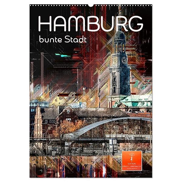 Hamburg bunte Stadt (Wandkalender 2024 DIN A2 hoch), CALVENDO Monatskalender, Peter Roder