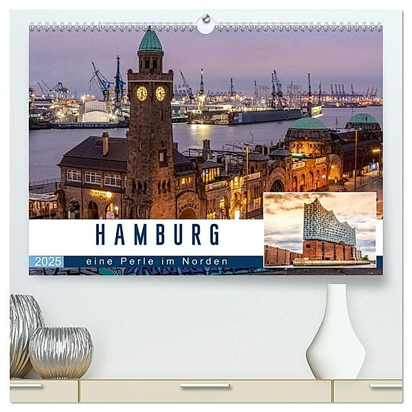 Hamburg eine Perle im Norden (hochwertiger Premium Wandkalender 2025 DIN A2 quer), Kunstdruck in Hochglanz, Calvendo, Stefan Widerstein