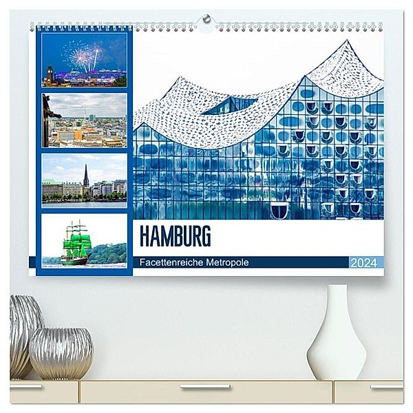 Hamburg - facettenreiche Metropole (hochwertiger Premium Wandkalender 2024 DIN A2 quer), Kunstdruck in Hochglanz, Nina Schwarze