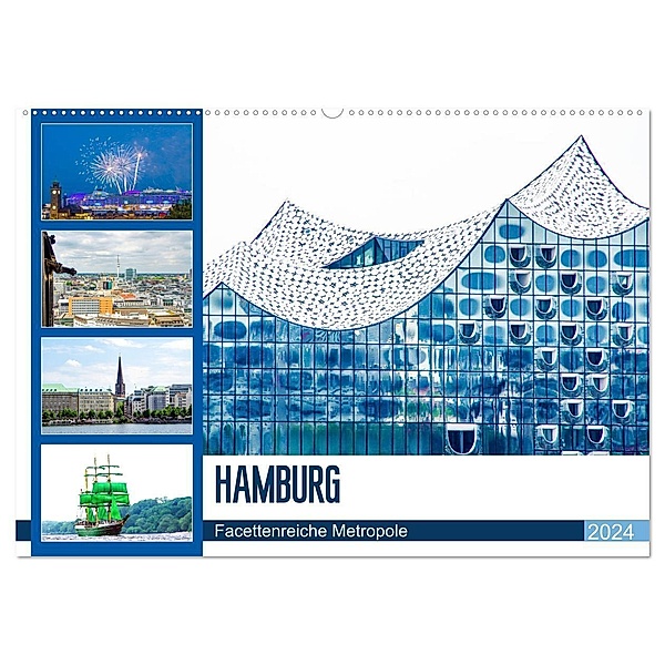 Hamburg - facettenreiche Metropole (Wandkalender 2024 DIN A2 quer), CALVENDO Monatskalender, Nina Schwarze