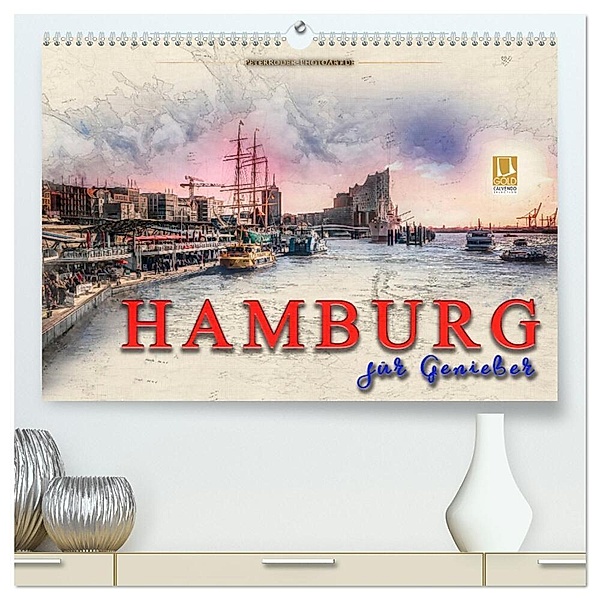 Hamburg für Genießer (hochwertiger Premium Wandkalender 2024 DIN A2 quer), Kunstdruck in Hochglanz, Peter Roder