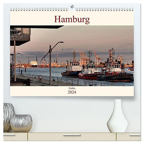 Hamburg Hafen (hochwertiger Premium Wandkalender 2024 DIN A2 quer), Kunstdruck in Hochglanz, Heinz Pompsch