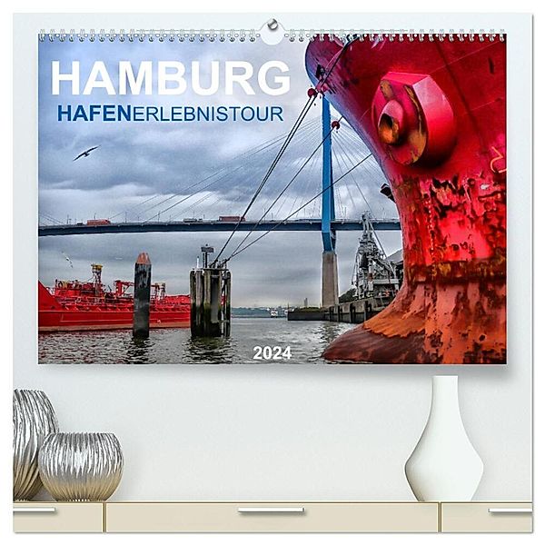 Hamburg Hafenerlebinstour (hochwertiger Premium Wandkalender 2024 DIN A2 quer), Kunstdruck in Hochglanz, Manuela Falke