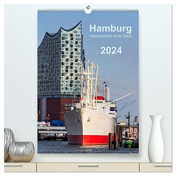 Hamburg - Impressionen einer Stadt (hochwertiger Premium Wandkalender 2024 DIN A2 hoch), Kunstdruck in Hochglanz, Klaus Kolfenbach