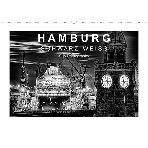 Hamburg in schwarz-weiss (Wandkalender 2023 DIN A2 quer), Silly Photography