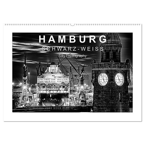 Hamburg in schwarz-weiss (Wandkalender 2025 DIN A2 quer), CALVENDO Monatskalender, Calvendo, Silly Photography