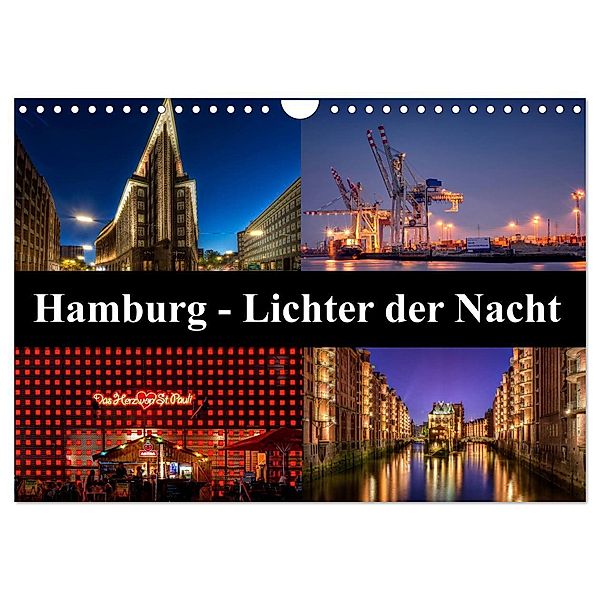 Hamburg - Lichter der Nacht (Wandkalender 2024 DIN A4 quer), CALVENDO Monatskalender, Carina Buchspies
