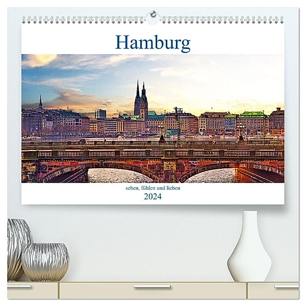 Hamburg sehen, fühlen und lieben (hochwertiger Premium Wandkalender 2024 DIN A2 quer), Kunstdruck in Hochglanz, Paul Michalzik