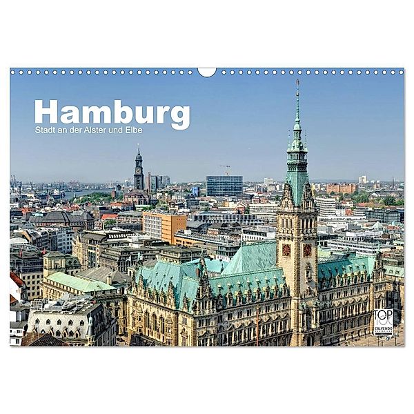 Hamburg Stadt an der Alster und Elbe (Wandkalender 2024 DIN A3 quer), CALVENDO Monatskalender, Andreas Voigt