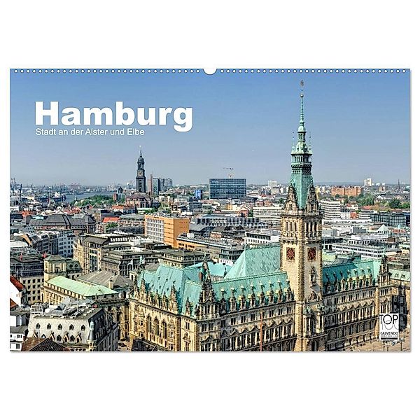 Hamburg Stadt an der Alster und Elbe (Wandkalender 2024 DIN A2 quer), CALVENDO Monatskalender, Andreas Voigt