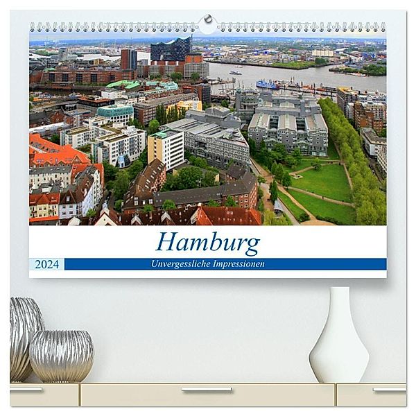 Hamburg - Unvergessliche Impressionen (hochwertiger Premium Wandkalender 2024 DIN A2 quer), Kunstdruck in Hochglanz, Arno Klatt