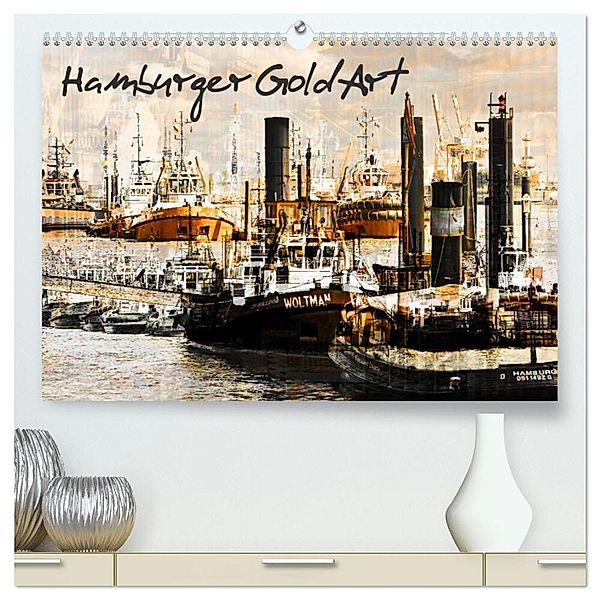 Hamburger GoldArt (hochwertiger Premium Wandkalender 2024 DIN A2 quer), Kunstdruck in Hochglanz, Karsten Jordan