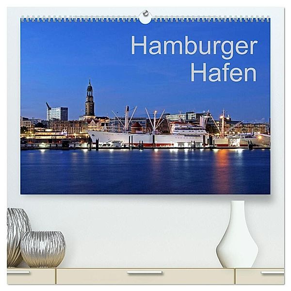 Hamburger Hafen (hochwertiger Premium Wandkalender 2024 DIN A2 quer), Kunstdruck in Hochglanz, Joachim Hasche