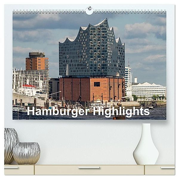 Hamburger Highlights (hochwertiger Premium Wandkalender 2024 DIN A2 quer), Kunstdruck in Hochglanz, Thomas Seethaler