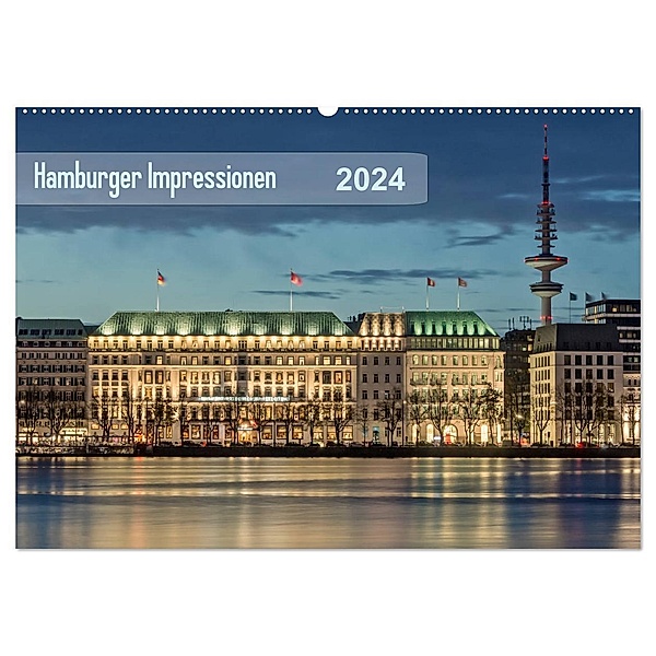 Hamburger Impressionen 2024 (Wandkalender 2024 DIN A2 quer), CALVENDO Monatskalender, Klaus Kolfenbach