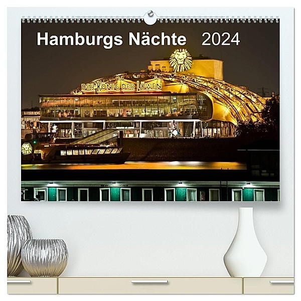 Hamburgs Nächte (hochwertiger Premium Wandkalender 2024 DIN A2 quer), Kunstdruck in Hochglanz, Rolf Heymanns