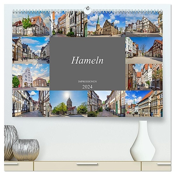Hameln Stadtansichten (hochwertiger Premium Wandkalender 2024 DIN A2 quer), Kunstdruck in Hochglanz, Dirk Meutzner