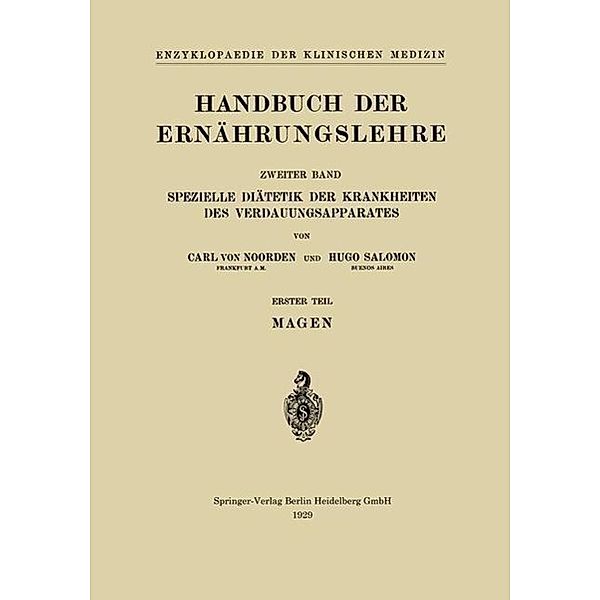 Handbuch der Ernährungslehre / Enzyklopaedie der Klinischen Medizin, Carl von Noorden, Hugo Salomon