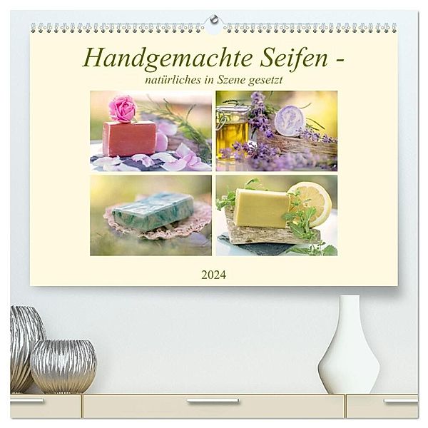 Handgemachte Seifen - natürliches in Szene gesetzt (hochwertiger Premium Wandkalender 2024 DIN A2 quer), Kunstdruck in Hochglanz, Tanja Riedel