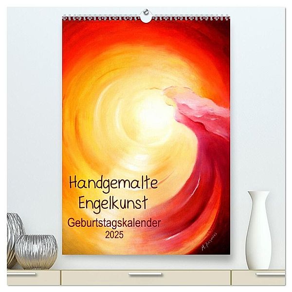 Handgemalte Engelkunst Geburtstagskalender (hochwertiger Premium Wandkalender 2025 DIN A2 hoch), Kunstdruck in Hochglanz, Calvendo, Marita Zacharias