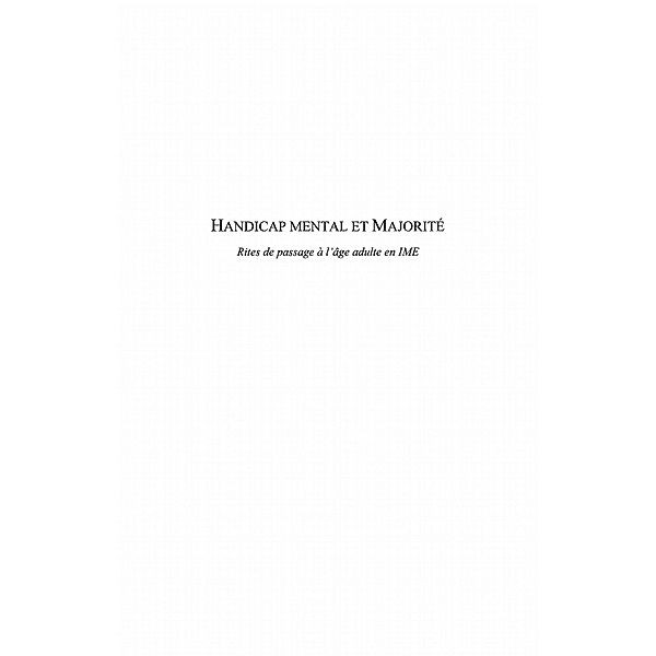 Handicap mental et majorite / Hors-collection, Eric Santamaria