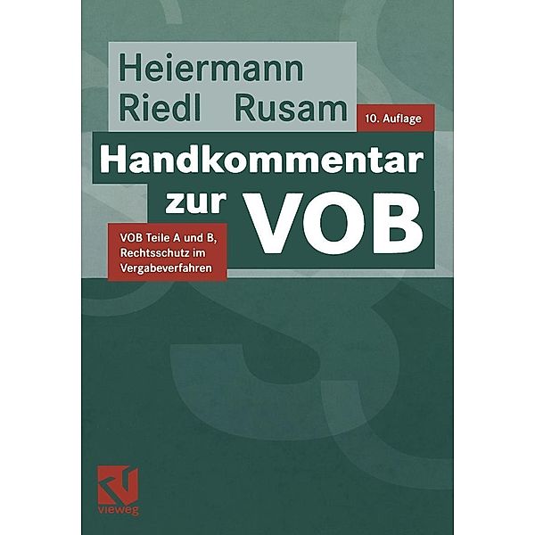 Handkommentar zur VOB, Wolfgang Heiermann, Richard Riedl, Martin Rusam