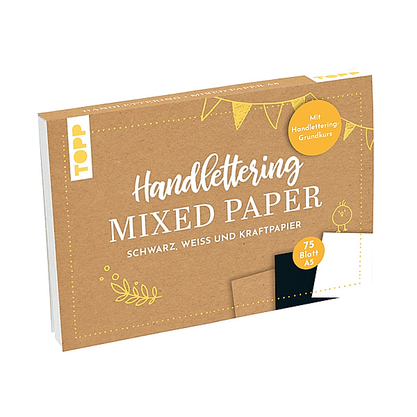Handlettering Mixed Paper Block - Schwarz, Weiß, Kraftpapier - A5, frechverlag, Ludmila Blum
