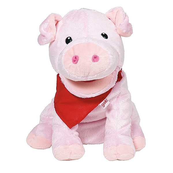 Goki Handpuppe SCHWEIN SHELLY mit Halstuch in rosa