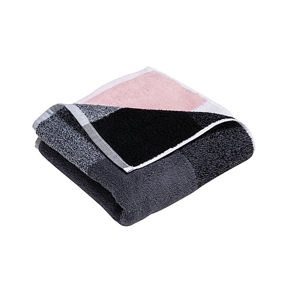 Handtuch Colour Blocks Grau/Rosa/Weiß
