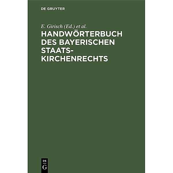 Handwörterbuch des bayerischen Staatskirchenrechts