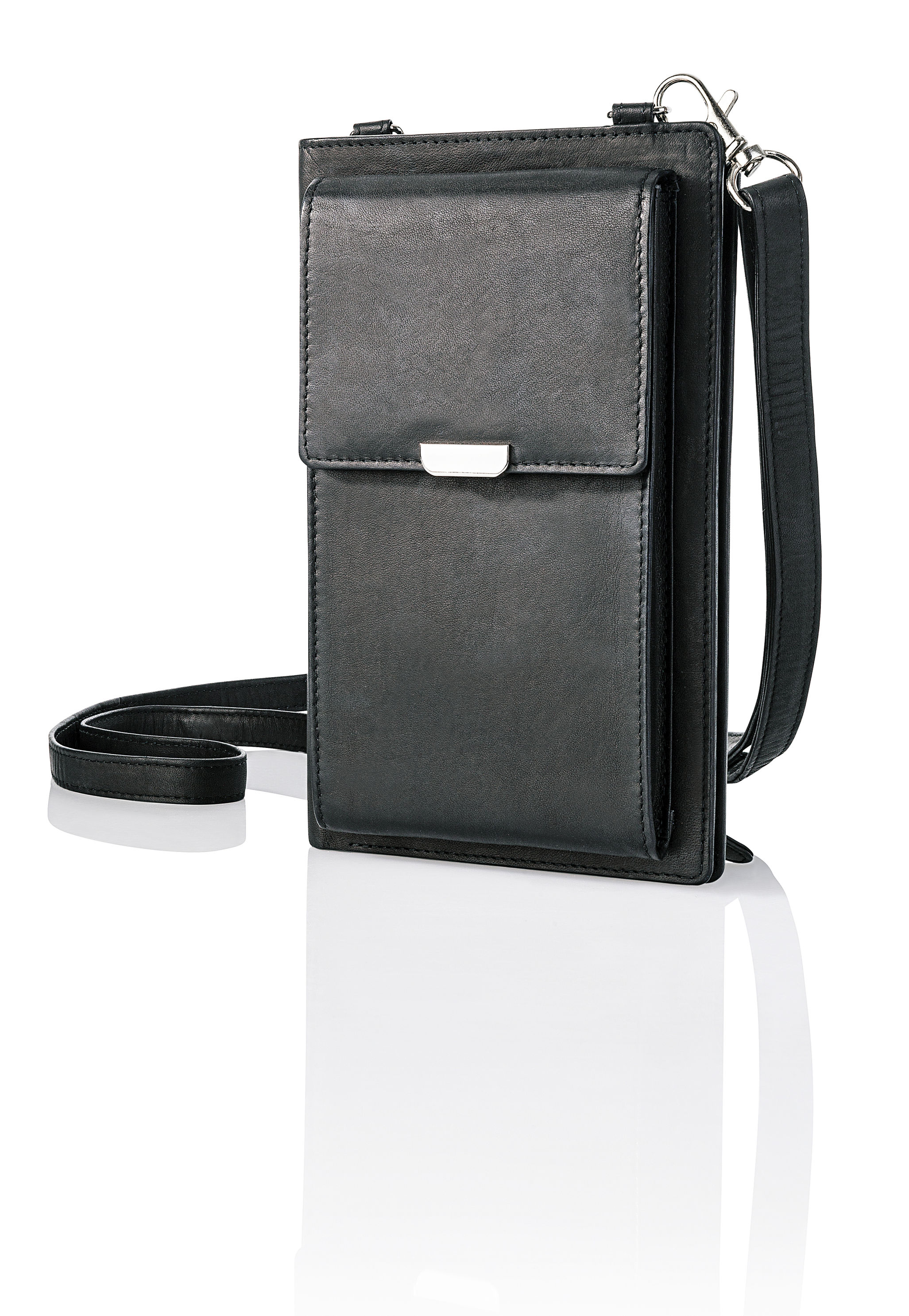 Handy-Umhängetasche mit Kartenfächern, Leder Farbe: schwarz | Weltbild.at