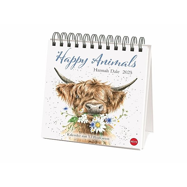 Hannah Dale: Happy Animals Premium-Postkartenkalender 2025