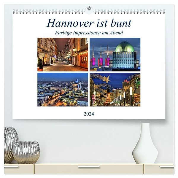 Hannover ist bunt (hochwertiger Premium Wandkalender 2024 DIN A2 quer), Kunstdruck in Hochglanz, Joachim Hasche