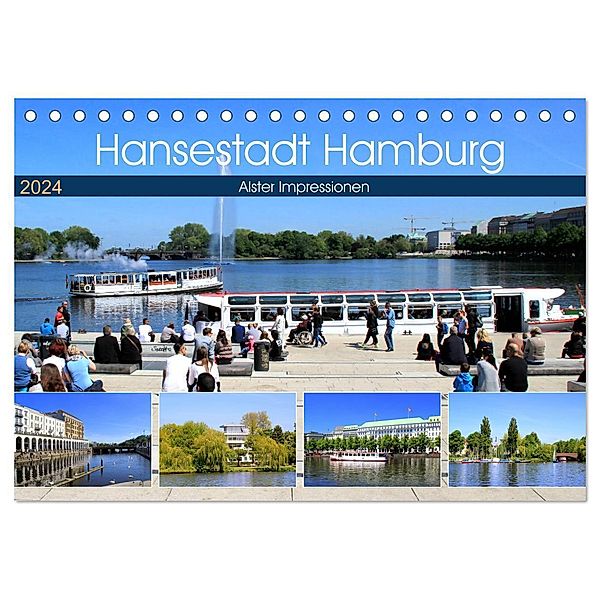 Hansestadt Hamburg - Alster Impressionen (Tischkalender 2024 DIN A5 quer), CALVENDO Monatskalender, Arno Klatt