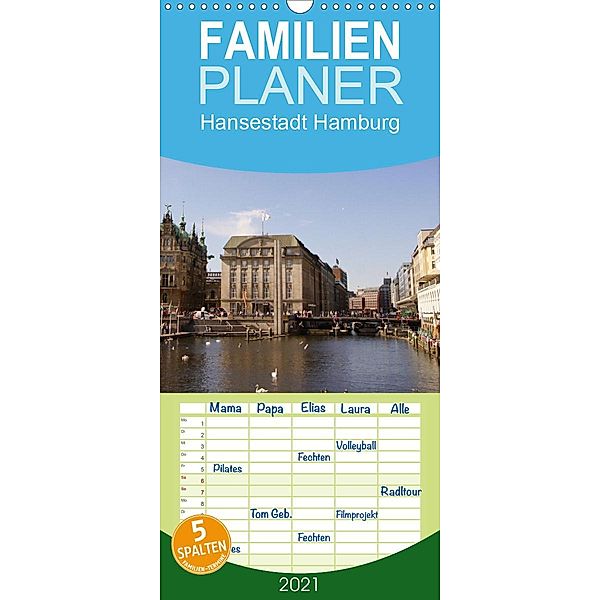 Hansestadt Hamburg - Familienplaner hoch (Wandkalender 2021 , 21 cm x 45 cm, hoch), Kattobello