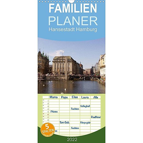 Hansestadt Hamburg - Familienplaner hoch (Wandkalender 2022 , 21 cm x 45 cm, hoch), Kattobello