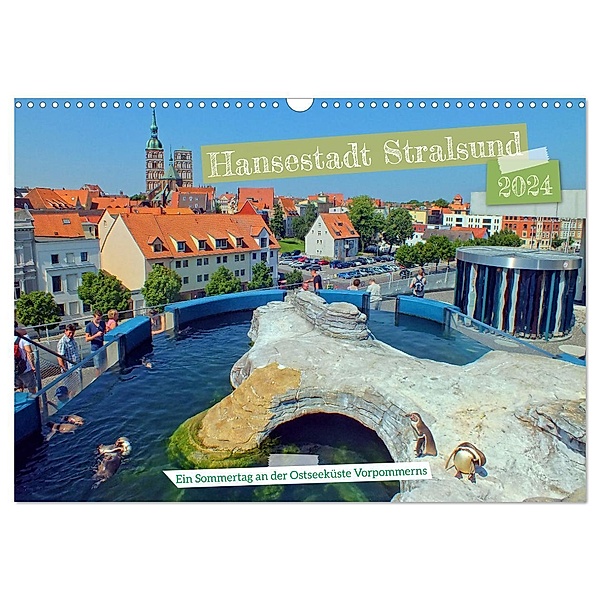 Hansestadt Stralsund - Ein Sommertag an der Ostseeküste Vorpommerns (Wandkalender 2024 DIN A3 quer), CALVENDO Monatskalender, Holger Felix