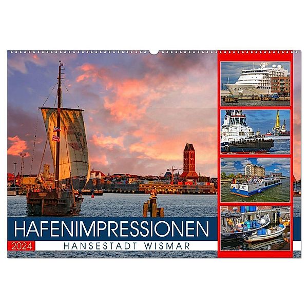 Hansestadt Wismar - Hafenimpressionen (Wandkalender 2024 DIN A2 quer), CALVENDO Monatskalender, Holger Felix