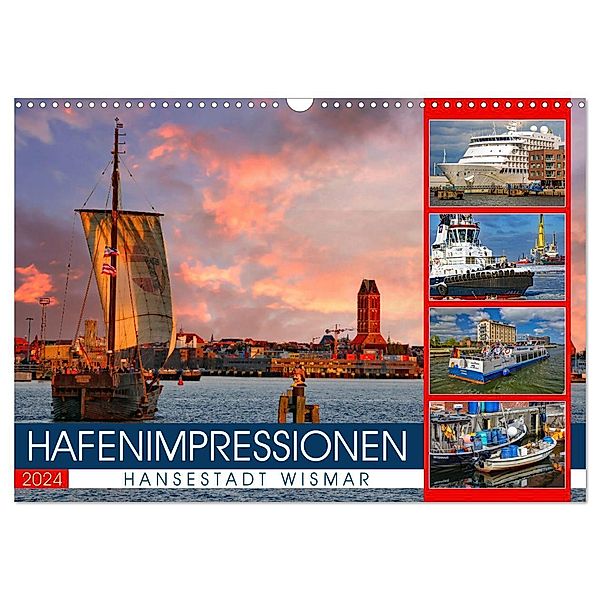 Hansestadt Wismar - Hafenimpressionen (Wandkalender 2024 DIN A3 quer), CALVENDO Monatskalender, Holger Felix