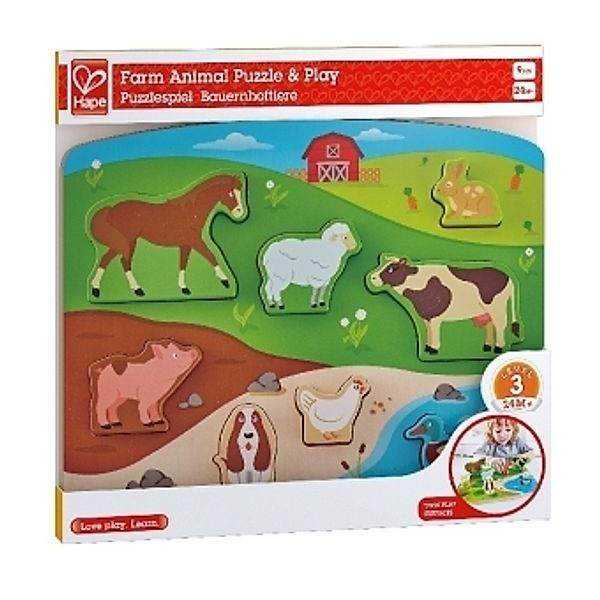 Hape Steckpuzzlespiel Bauernhoftiere (Kinderpuzzle)