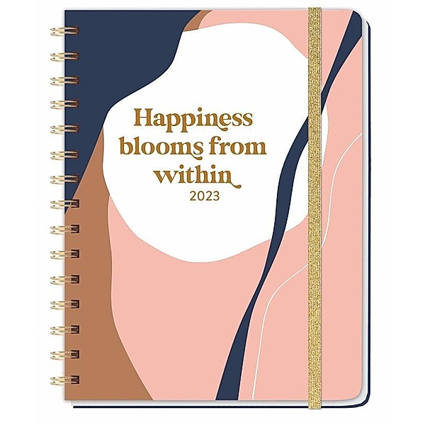 Happiness blooms from within Spiral-Kalenderbuch A5. Taschenkalender 2023 mit flexiblem Einband, Spiralbindung und viel
