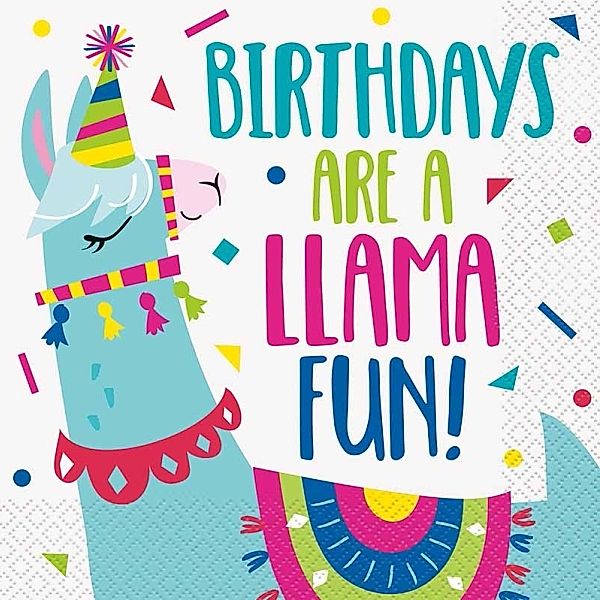 Happy Birthday Llama Servietten 33x33 cm 16 Stück